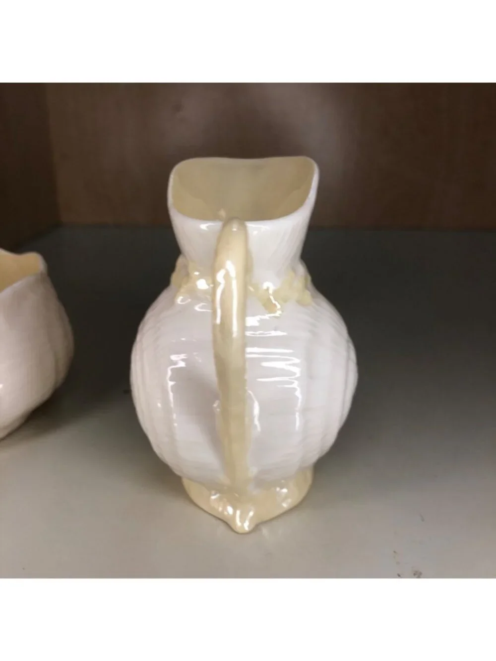 Belleek Shell-Shaped Ceramic Creamer & Sugar Bowl Set